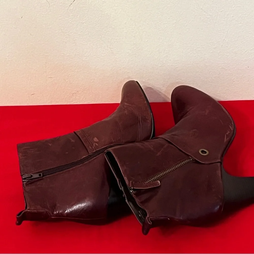 Nine West GoWithIt Brown Leather Ankle Boots